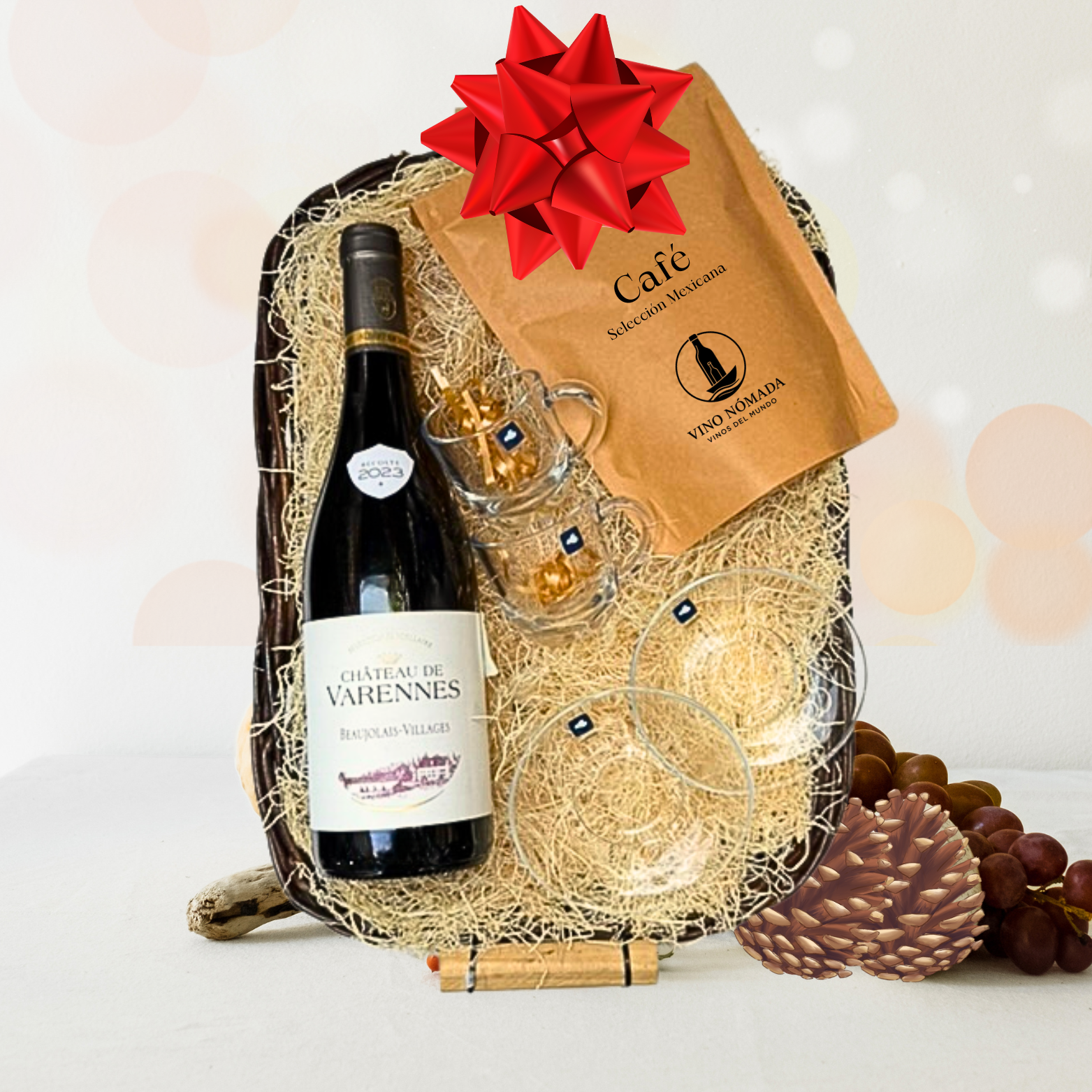 Experiencia de vino francés y café mexicano con tazas de lujo Leonardo